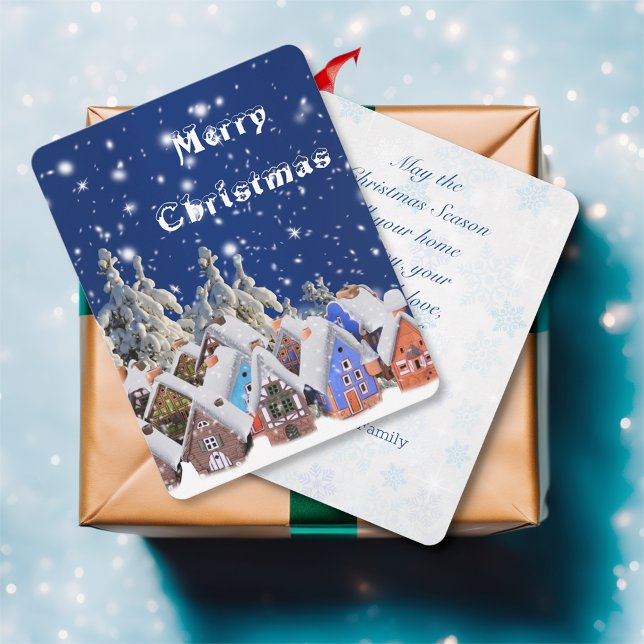 Merry Christmas Snow Village Personalized Greeting Holiday Card (Creator Uploaded)