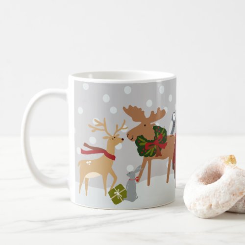 Merry Christmas Snow Woodland Animals Personalized Coffee Mug