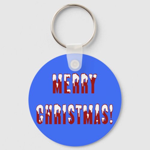Merry Christmas Snowcap Fonts Keychain