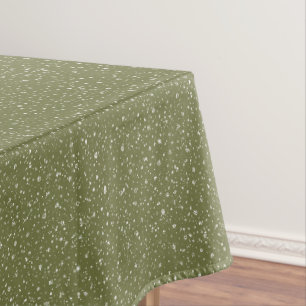 Merry Christmas Snowfall Pattern on Green Holiday Tablecloth