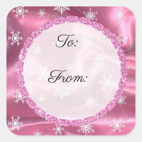 Merry Christmas Snowflake Black and Pink Stickers