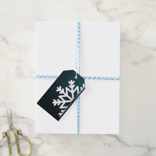 Merry Christmas Snowflake Blue Gift Tags