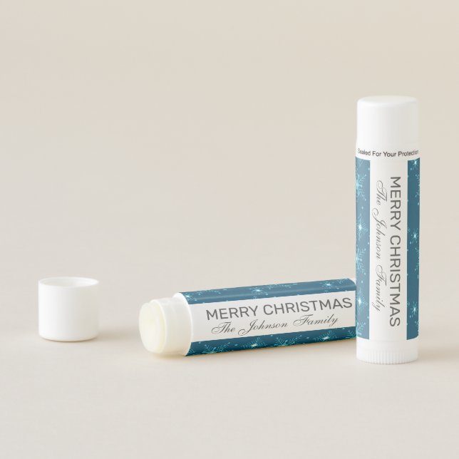 Merry Christmas Snowflake Blue Stocking Stuffer Lip Balm (In Situ)