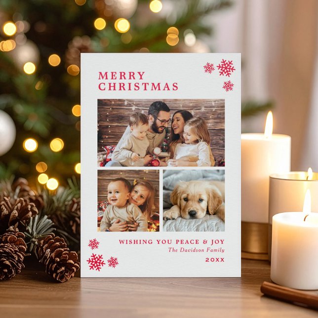 Merry Christmas Snowflake Collage Letterpress Photo Cards (Creator Uploaded)