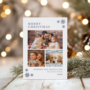 Merry Christmas Snowflake Collage Letterpress Photo Cards