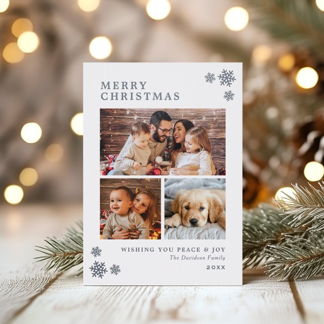 Merry Christmas Snowflake Collage Letterpress Photo Cards (Creator Uploaded)
