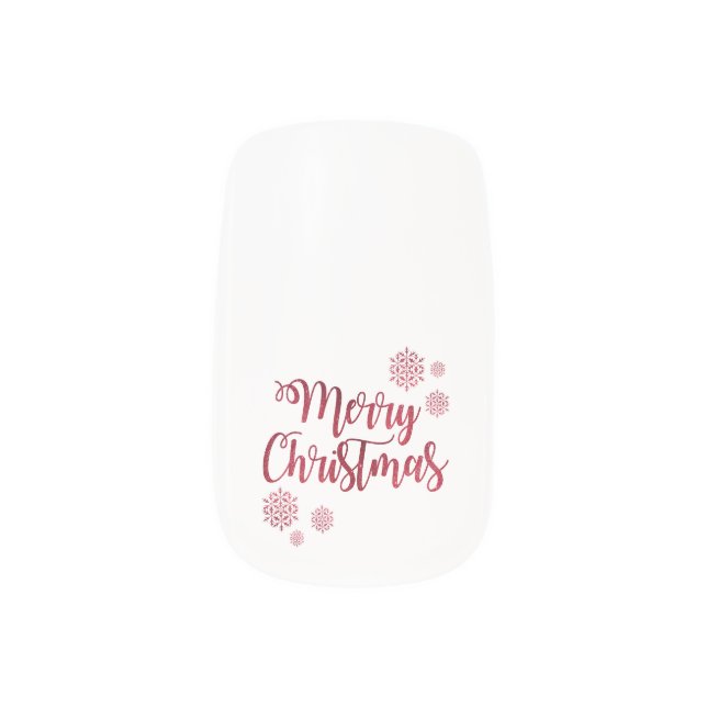 Merry Christmas Snowflake Greeting Design Minx Nail Art (Right Thumb)