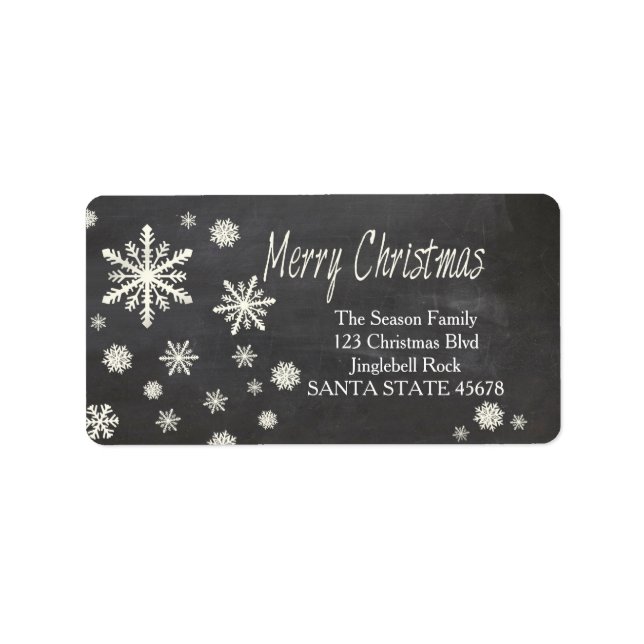 Merry Christmas snowflake Holiday Address Label (Front)