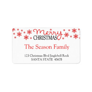 Merry Christmas snowflake holiday Label