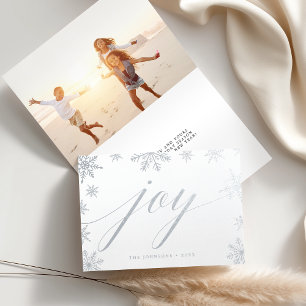 Merry Christmas Snowflake Holiday Photo Silver Foil Card