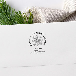 Merry Christmas Snowflake Holiday Return Address Self-inking Stamp