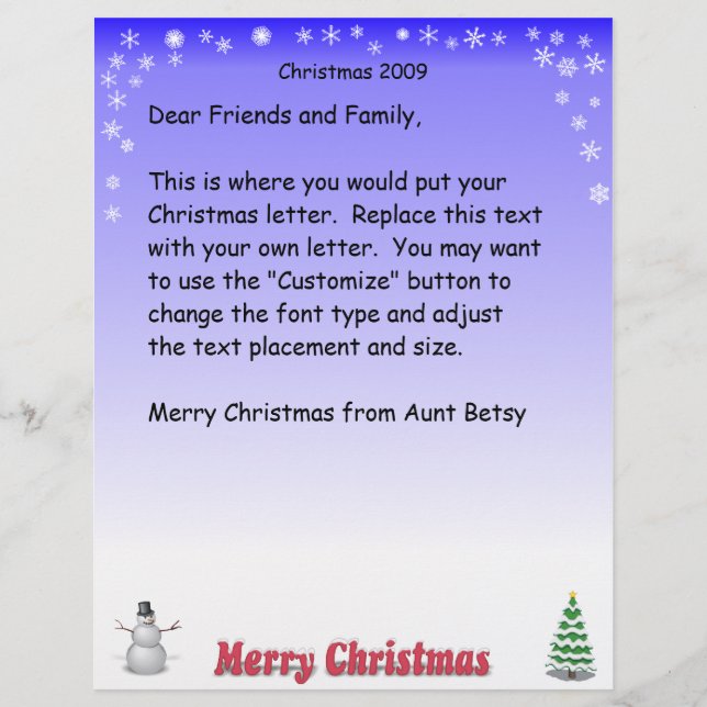 Merry Christmas Snowflake letter (Front)