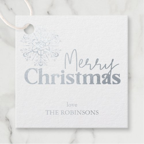 Merry Christmas Snowflake Name Gold or Silver Foil Foil Favor Tags