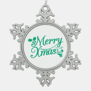 Merry Christmas Snowflake Ornament