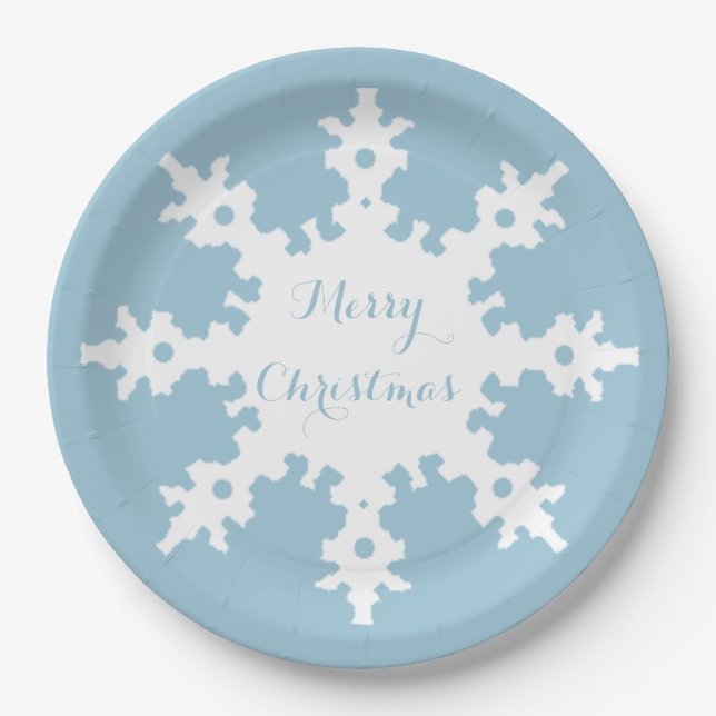 Merry Christmas Snowflake  Paper Plates (Front)