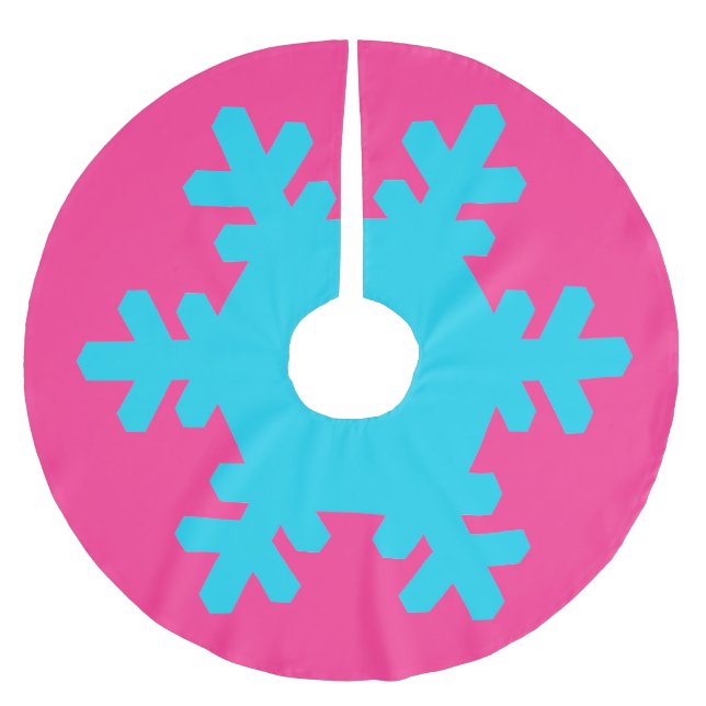 Merry Christmas Snowflake Patterns Blue Pink Brushed Polyester Tree Skirt (Front)