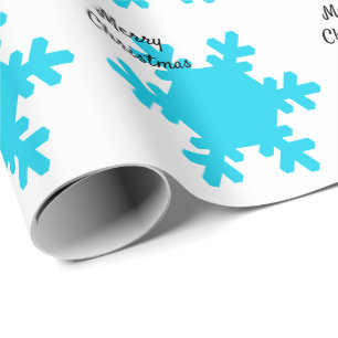 Merry Christmas Snowflake Patterns Blue White Wrapping Paper