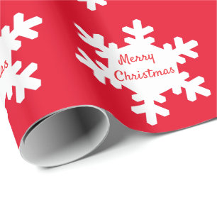 Merry Christmas Snowflake Patterns Red White 2025 Wrapping Paper