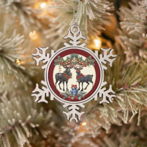 Merry Christmas Snowflake Pewter Christmas Ornament