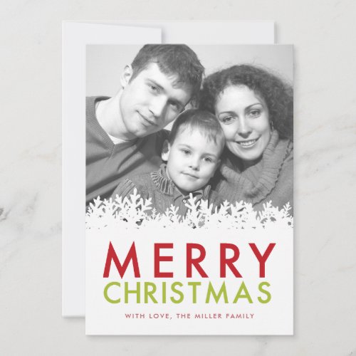 Merry Christmas Snowflake Photo Christmas Card