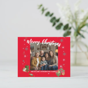 Merry Christmas Snowflake Photo Personal Family N Holiday Postcard