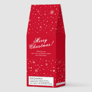 Merry Christmas Snowflake Red Personalized Name Roasted Coffee