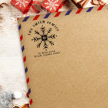 Merry Christmas Snowflake Return Address Rubber Stamp<br><div class="desc">Celebrate the season with this return address stamp featuring a delicate snowflake illustration,  your family name above with your address below. Perfect for adding a festive,  personal touch to holiday greetings and invitations this design brings a charming,  handcrafted finish to your holiday correspondence.</div>