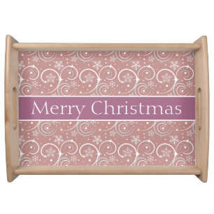 Merry Christmas Snowflake Theme Serving Tray