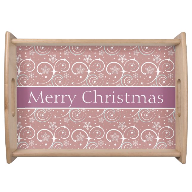 Merry Christmas Snowflake Theme Serving Tray (Front)