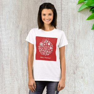 Merry Christmas Snowflake Womens T-Shirt