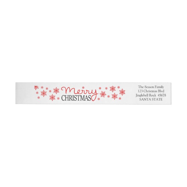 Merry Christmas Snowflake wraparound label (Individual)