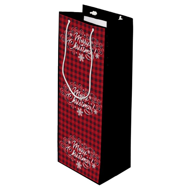 Merry Christmas Snowflake Wreath Wine Bag tote  (Front Angled)