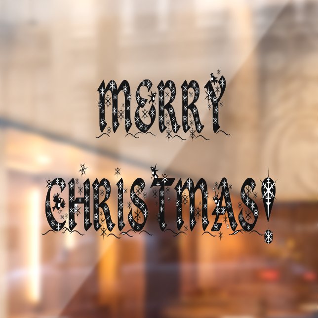 Merry Christmas Snowflakes 11x8 Home & Store Vinyl Window Cling (Sheet 2)