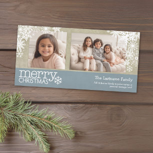 Merry Christmas Snowflakes - 2 photos - horizontal Holiday Card