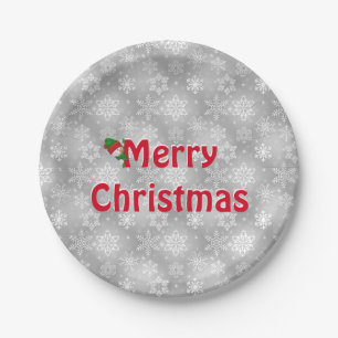 Merry Christmas Snowflakes and Snowman Paper Plates
