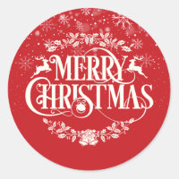 Merry Christmas Snowflakes Classic Round Sticker