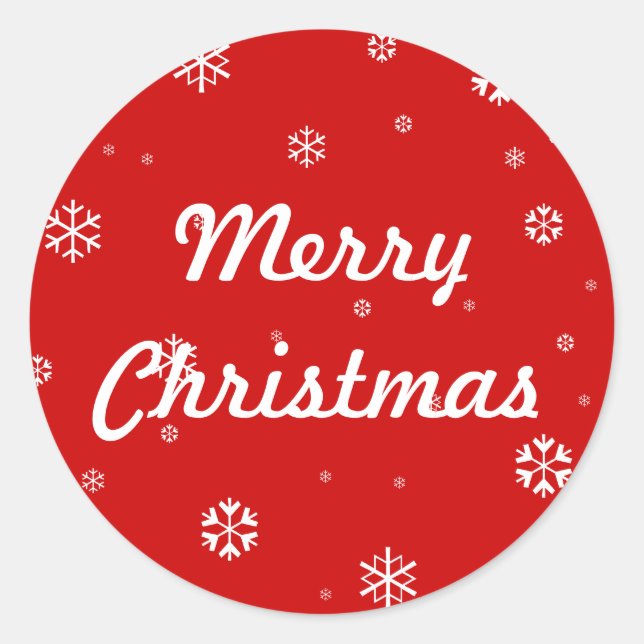 Merry Christmas Snowflakes Classic Round Sticker (Front)