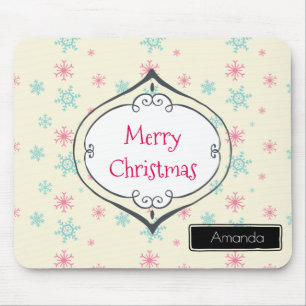 Merry Christmas Snowflakes Customized Mouse Pad