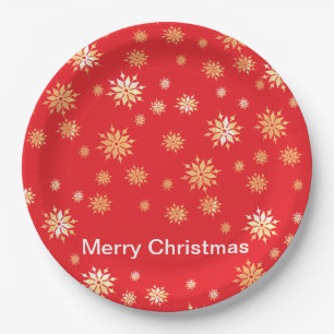 Merry Christmas snowflakes, dinner plate