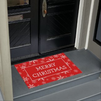 Merry Christmas Snowflakes Doormat