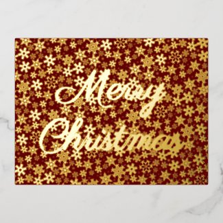 Merry Christmas snowflakes elegant script burgundy