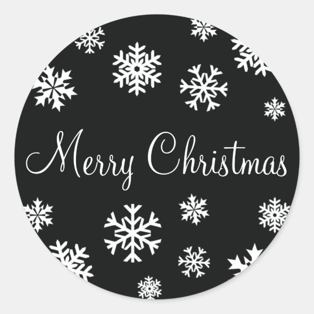 Merry Christmas Snowflakes Envelope Sticker Seal (Front)
