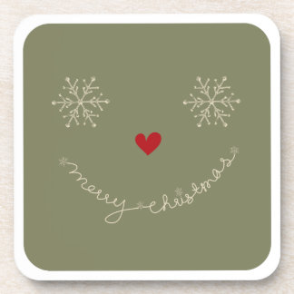 Merry Christmas Snowflakes Funny Smiley Face Kid's Coaster