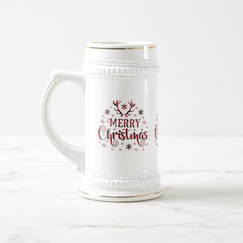 Merry Christmas Snowflakes Happy New Year Beer Stein