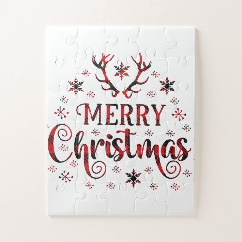 Merry Christmas Snowflakes Happy New Year Jigsaw Puzzle