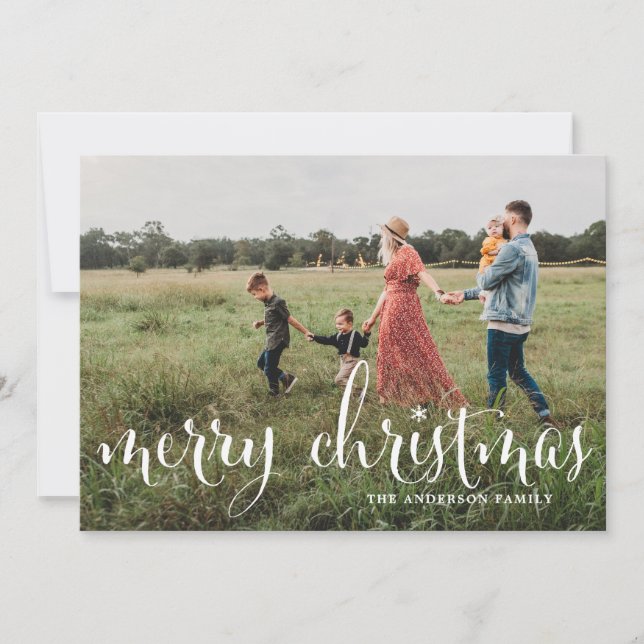 Merry Christmas | Snowflakes Holiday Photo Card (Front)