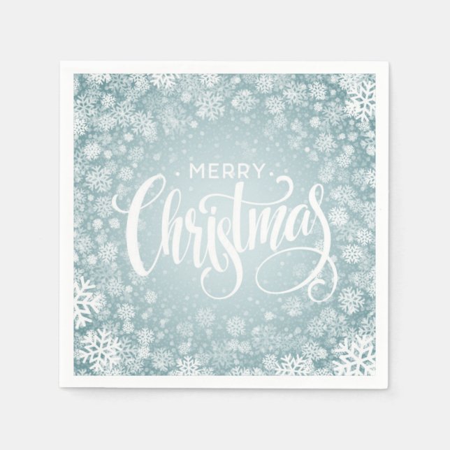 Merry Christmas Snowflakes Napkins (Front)