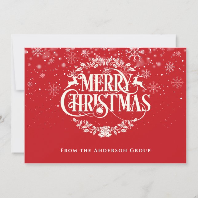 Merry Christmas Snowflakes Office Holiday Card (Front)