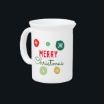 Merry Christmas Snowflakes Ornament Beverage Pitcher<br><div class="desc">Christmas Themed Pitcher - Christmas snowflakes ornaments</div>