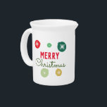 Merry Christmas Snowflakes Ornament Beverage Pitcher<br><div class="desc">Christmas Themed Pitcher - Christmas snowflakes ornaments</div>